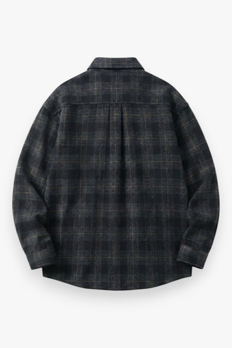 Midnight Grid Wool-Blend Overshirt