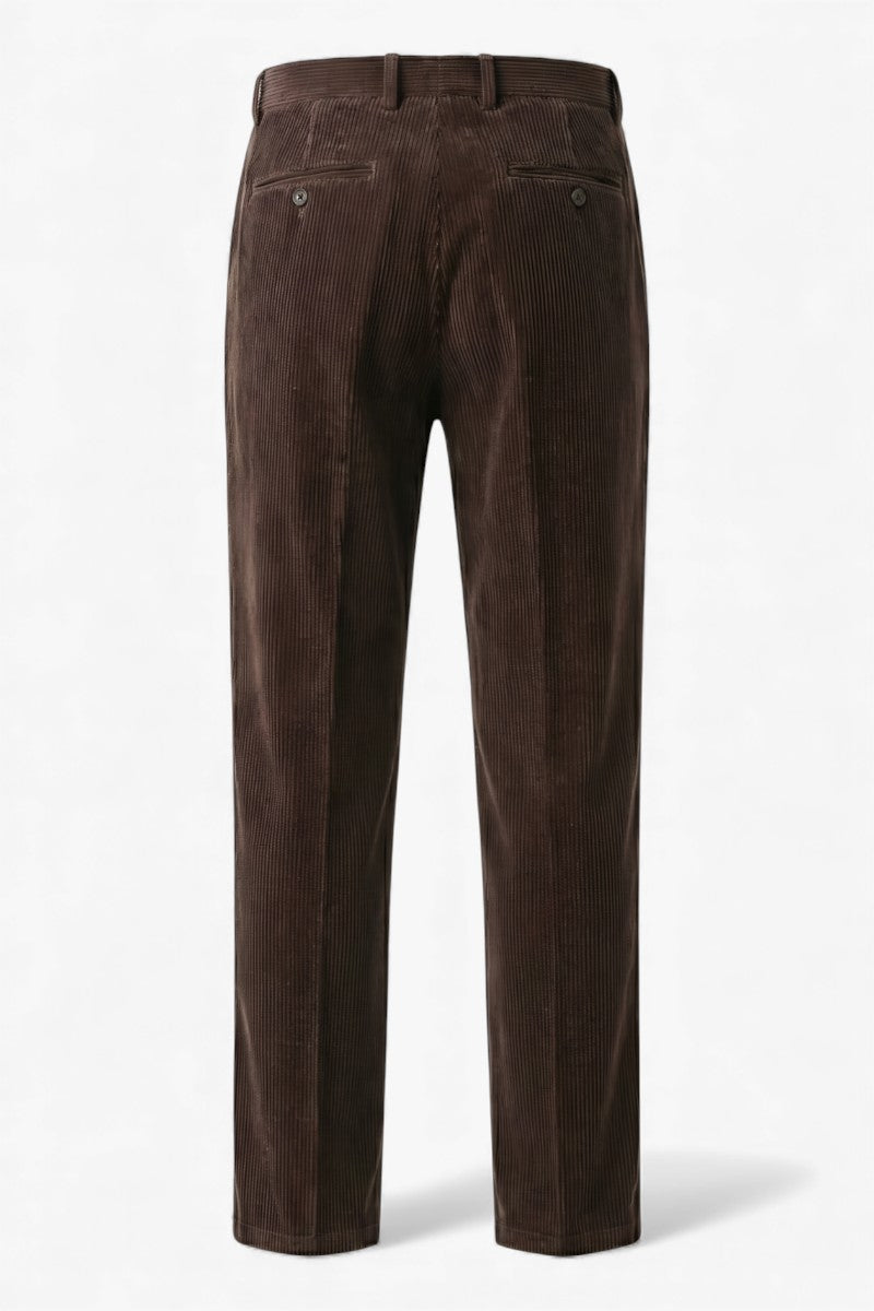 Heritage Brown Corduroy Pleated Trousers