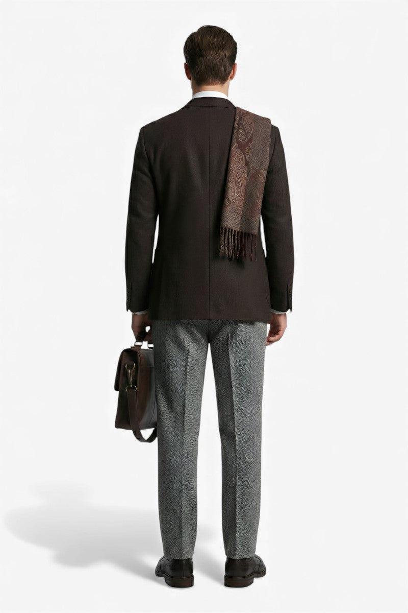 Heritage Herringbone Pleated Trousers