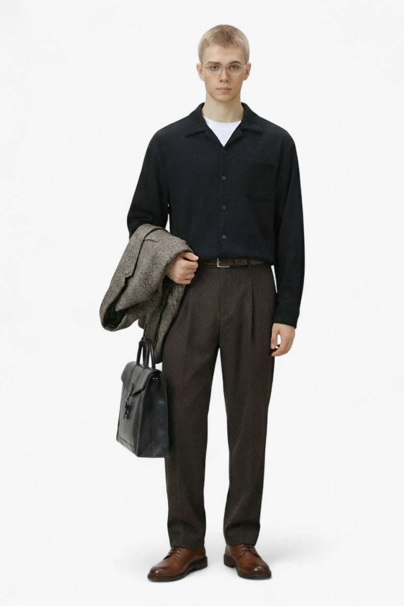 Textured Cuban Collar Vintage Shirt