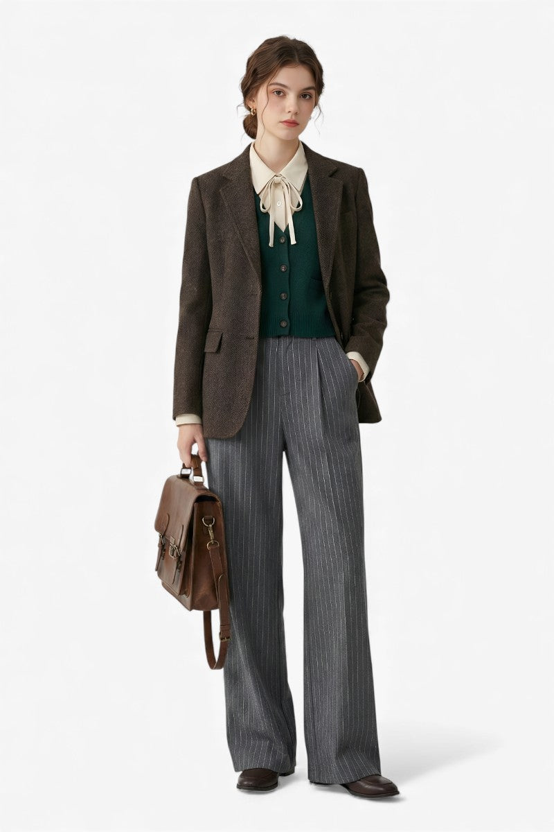 Heritage Pinstripe Wide-Leg Trousers