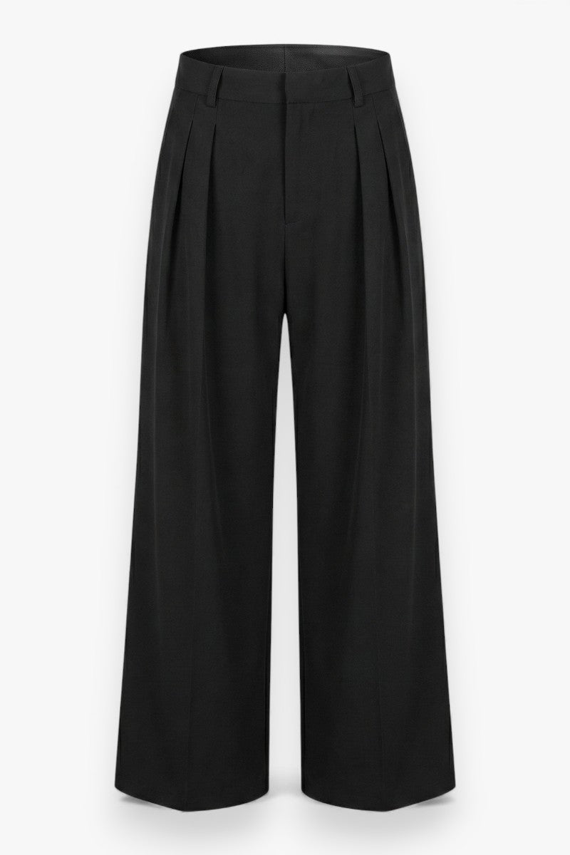 Modern Wide-Leg Pleated Pants