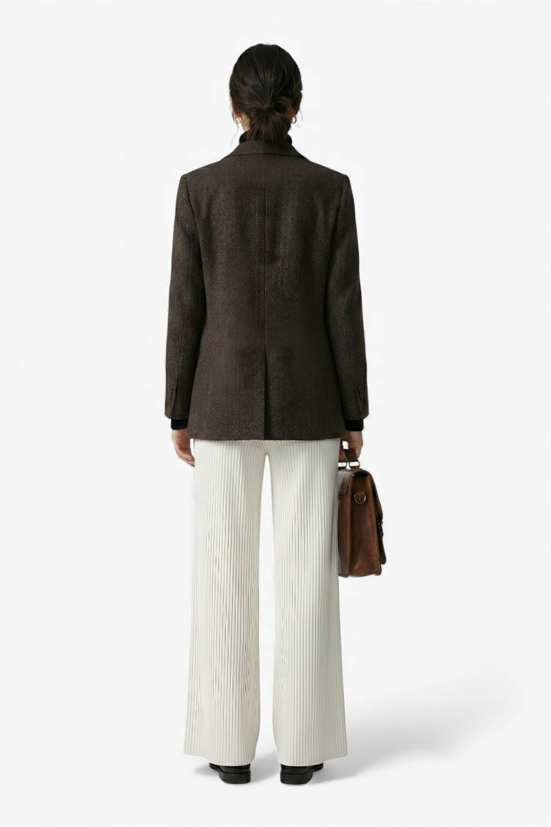 Ice-Silk Pleated Wide Leg Trousers