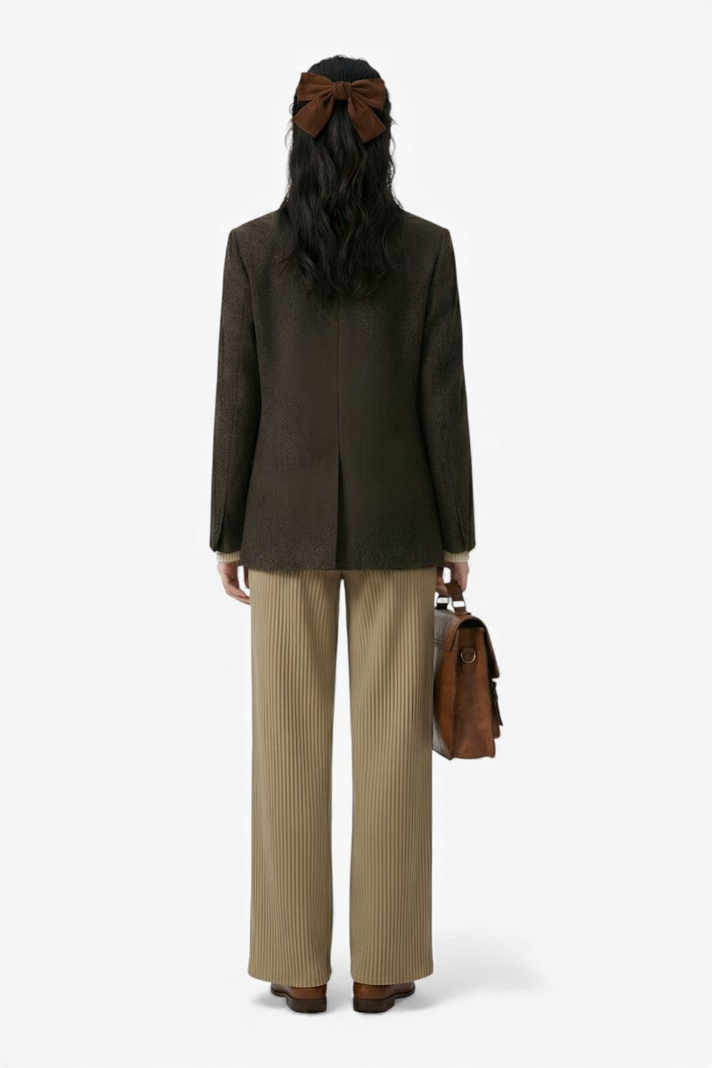 Ice-Silk Pleated Wide Leg Trousers