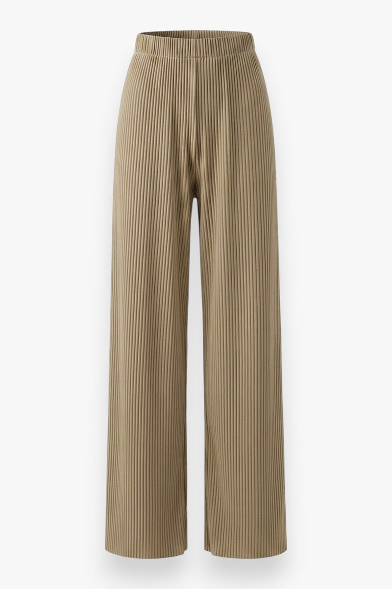 Ice-Silk Pleated Wide Leg Trousers