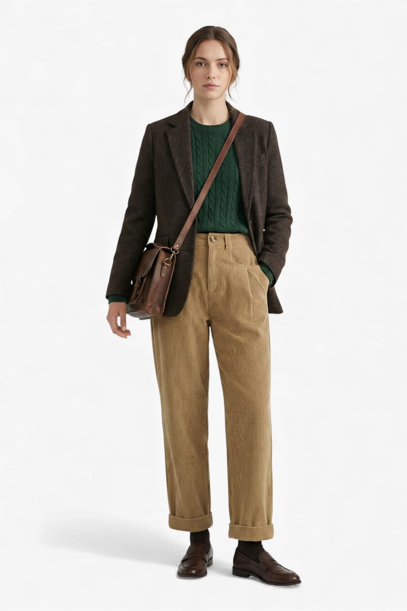 Classic Vintage Wide-Leg Corduroy Pants