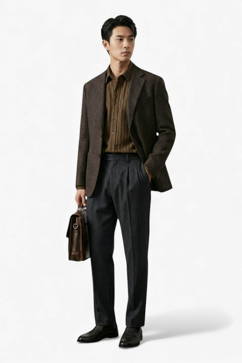 Timeless Brown Pinstripe Relaxed Shirt