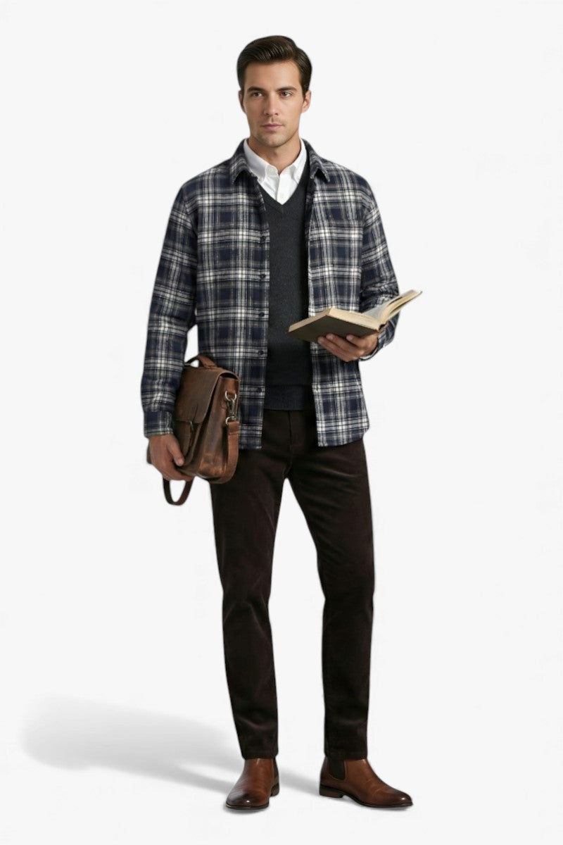 Cozy Vintage Fleece Lined Plaid Overshirt