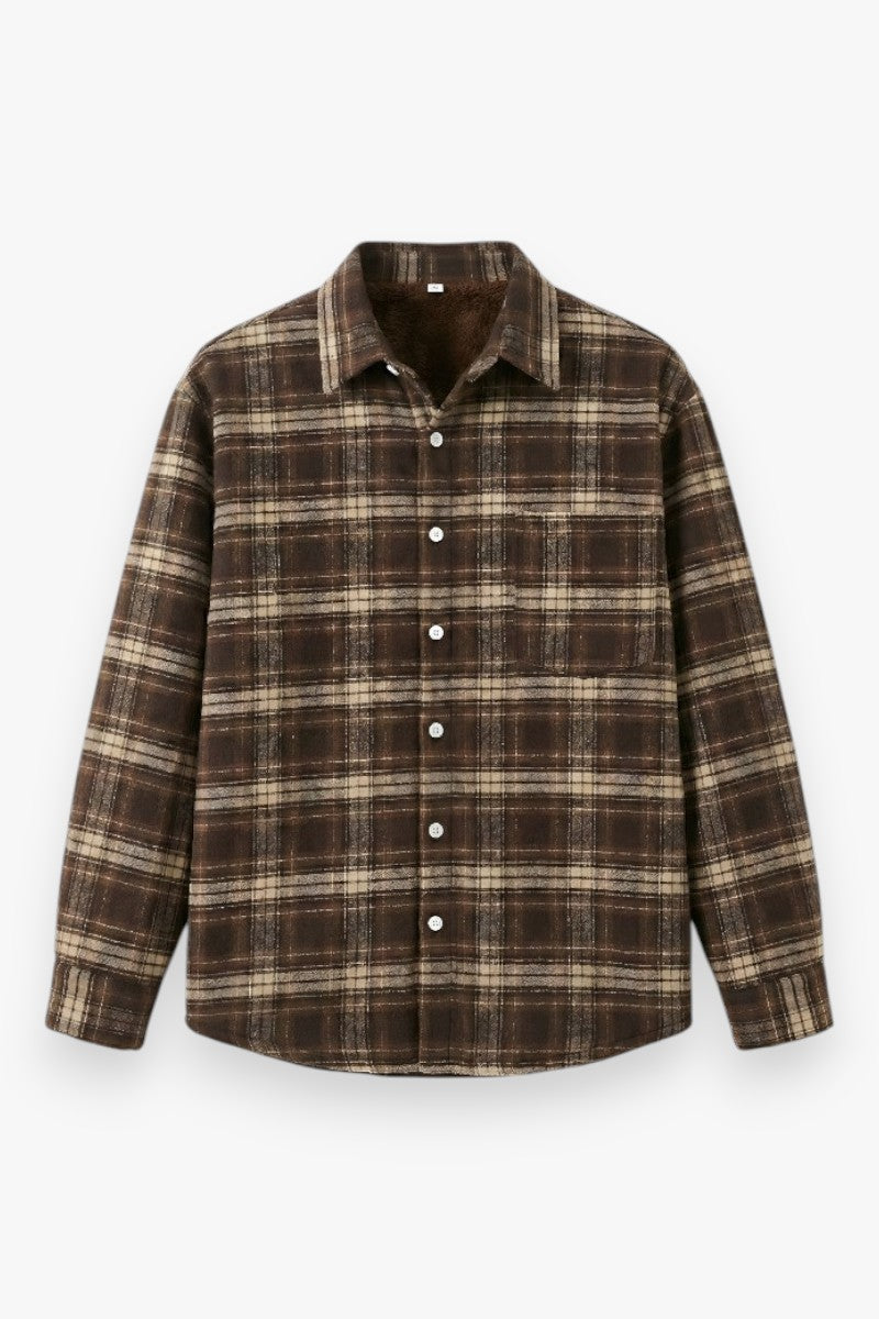 Cozy Vintage Fleece Lined Plaid Overshirt