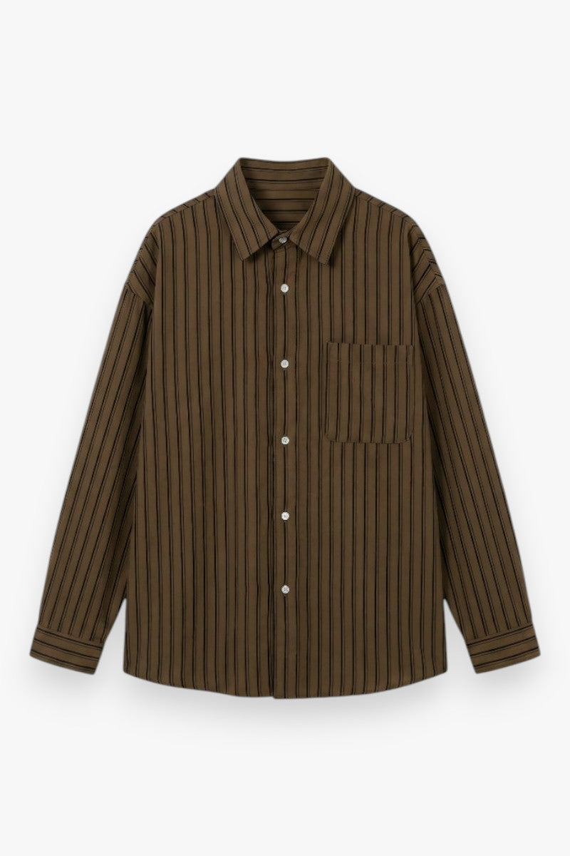 Timeless Brown Pinstripe Relaxed Shirt