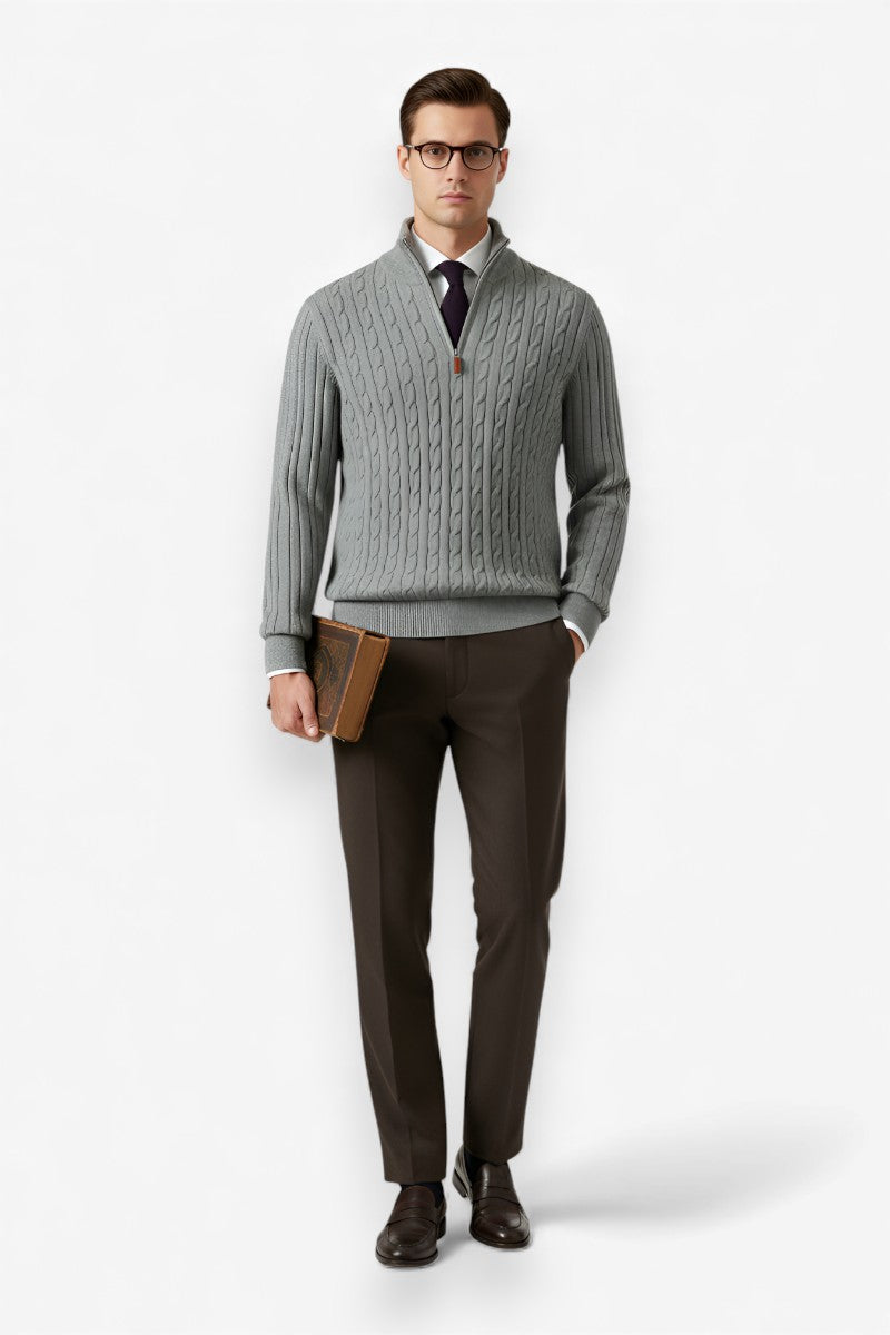 Heritage Cable-Knit Half-Zip Sweater