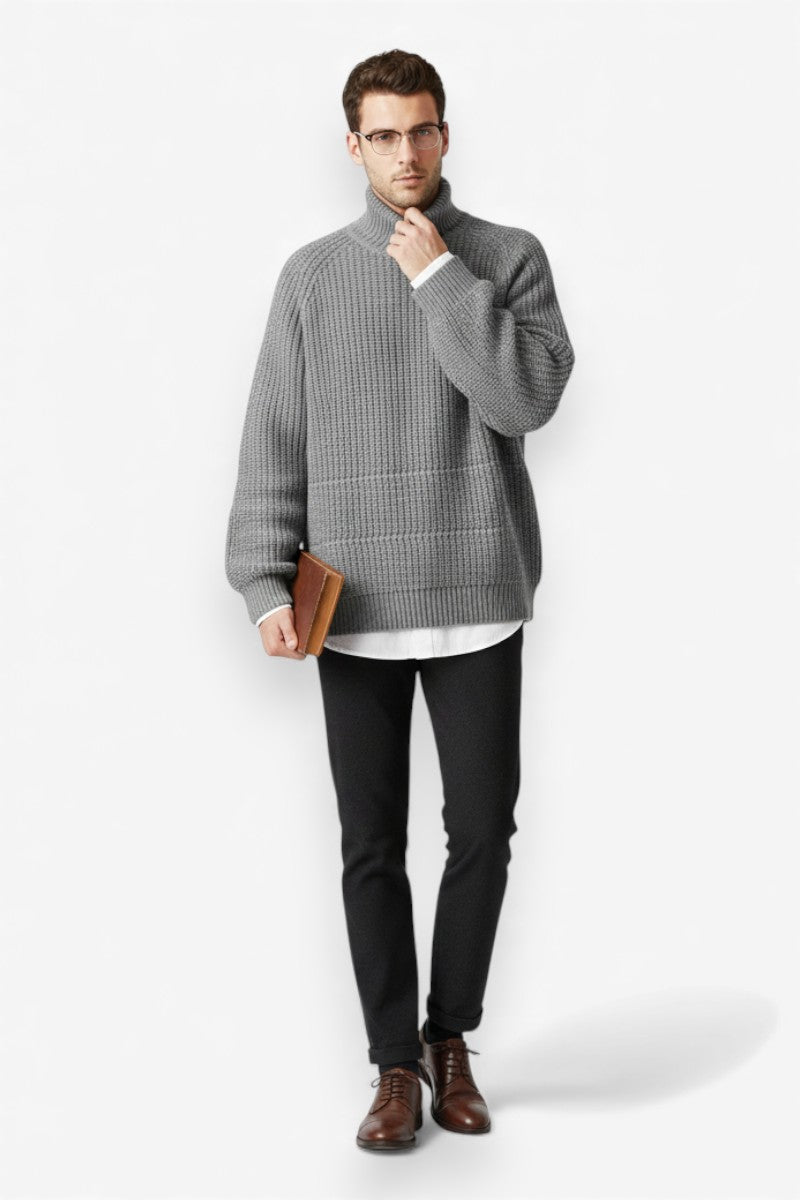 Oversized High-Neck Knit Sweater