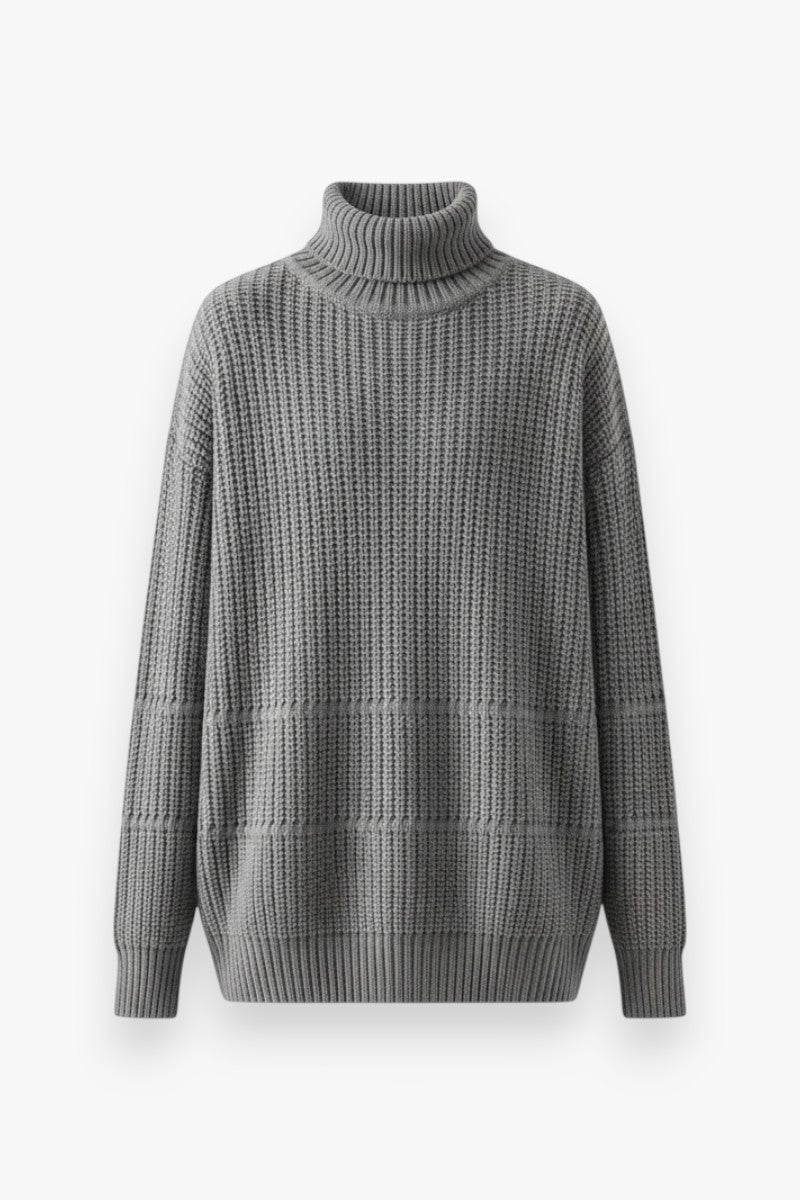 Oversized High-Neck Knit Sweater
