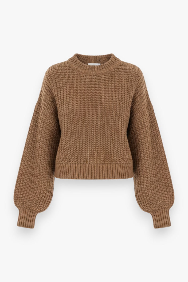 Cozy Lantern-Sleeve Chunky Knit Sweater