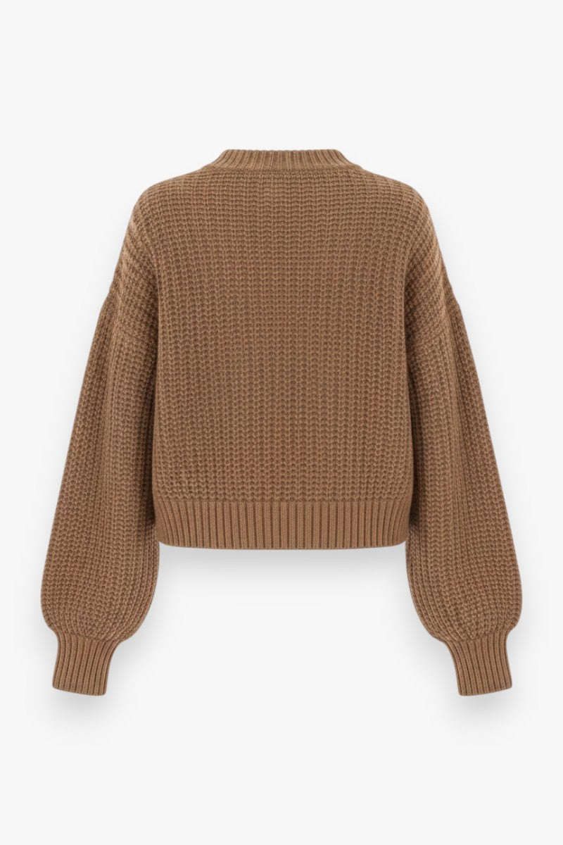 Cozy Lantern-Sleeve Chunky Knit Sweater