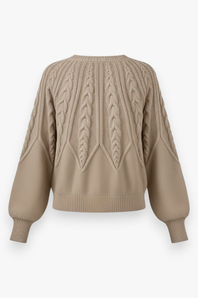 Cozy Braided Knit Crew Sweater