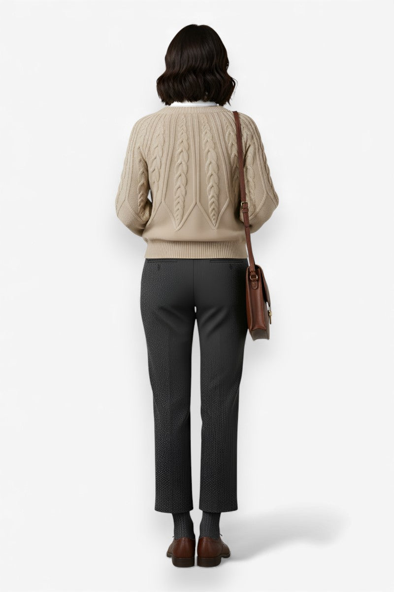 Cozy Braided Knit Crew Sweater