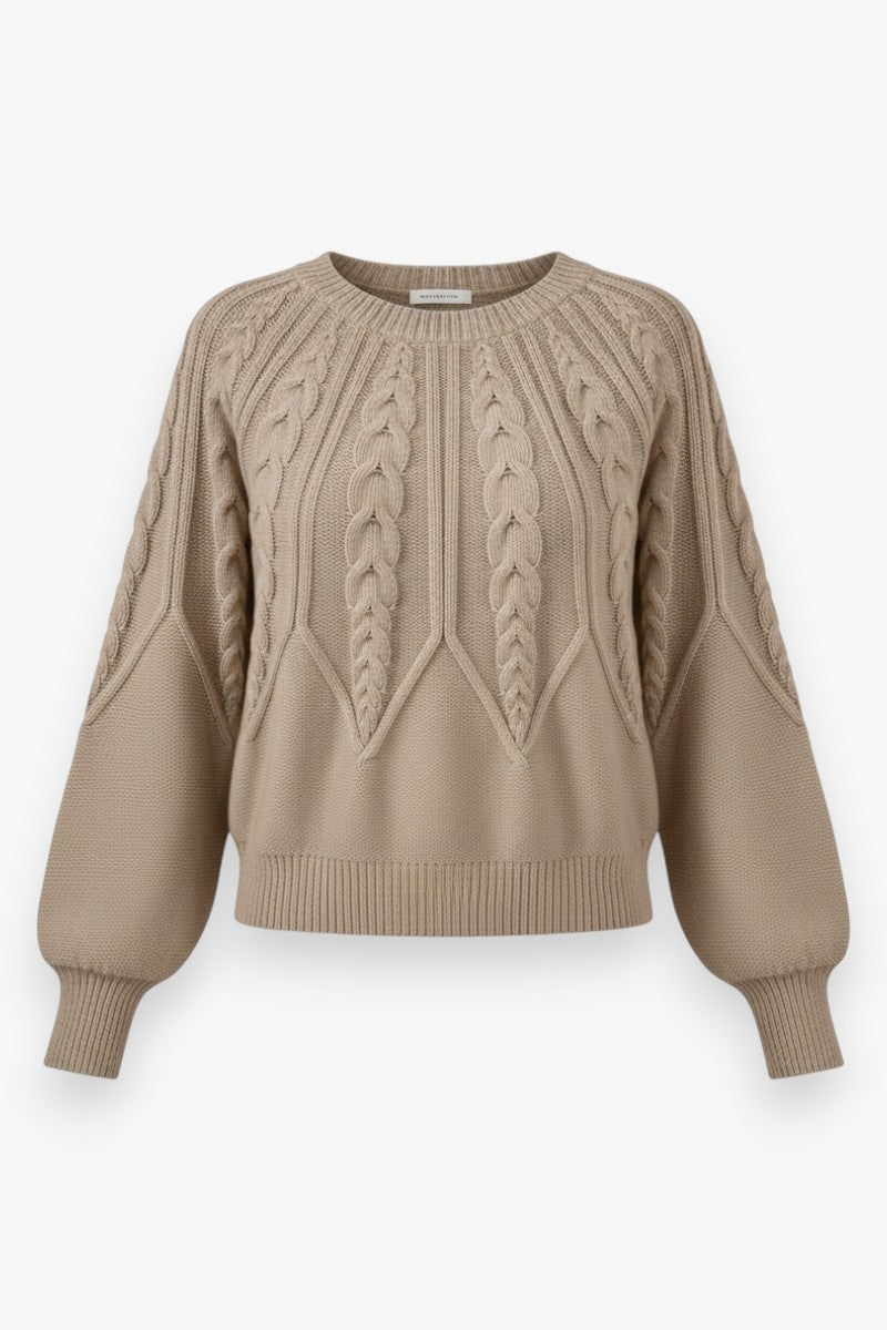 Cozy Braided Knit Crew Sweater