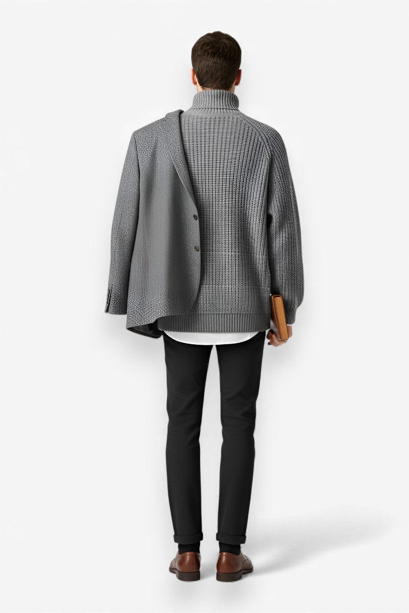 Oversized High-Neck Knit Sweater